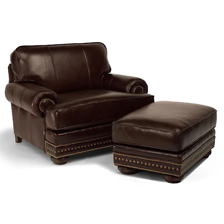 Traditional Chair and Ottoman Set